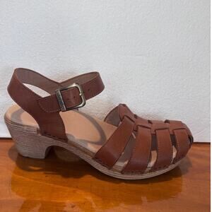 Dansko Tan Leather Milly Fisherman Woven Sandal Size 38 / 7.5-8